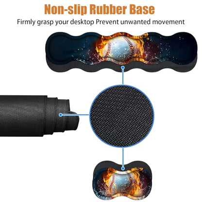 4 in 1 Ergonomic Keyboard Wrist Rest & Mouse Pad Wrist Rest Set, Large XXL Gaming Desk Mat 31.5"x 11.8" with Non-Slip Base, Memory Foam for Home Office Study Gaming, Burning Baseball Fire and Water - color: Burning Baseball Fire and Water