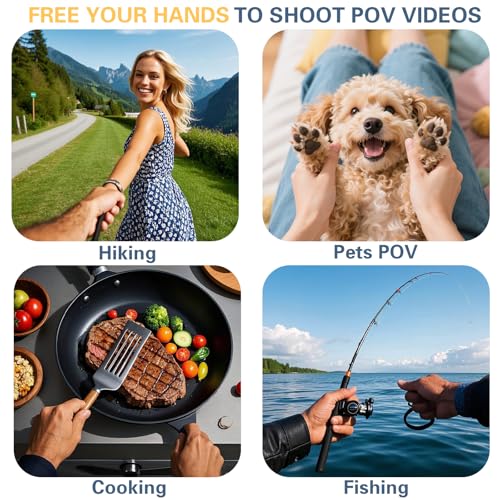 Beviliu Magnetic Neck Phone Holder for Recording, Hands Free POV/Vlog Neck Mount with Chest Strap, Video Filming for Cooking/Riding, Content Creator for iPhone 16 15 14 13 12 Android GoPro Insta360