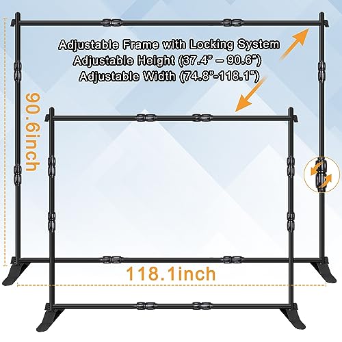 Backdrop Banner Stand, 10x8FT Heavy Duty Adjustable Step and Repeat Stand - size: 10*8 FT