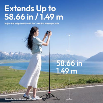 ULANZI MT44M Auto Open Magnetic Phone Tripod, 59" Selfie Stick Tripod Stand w Remote, 2-in-1 Dual Mount&1/4" Screw for Phone&Camera, 360°Ball Head for iPhone Android, Vlogging, Live Streaming, Black - color: Black