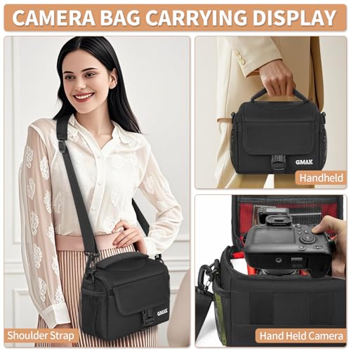 Camera Carrying Bag, Anti-Shock Camera Case Bag with Water-resistant Rain Cover Compatible for Canon EOS R50 M50 Powershot SX540 SX70, Nikon Coolpix L340 B700 P610, Panasonic LUMIX, Sony a6100 a6400 - color: Black, size: Small