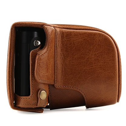 Mega Gear Leica Q-P, Q (Typ 116) Ever Ready Genuine Leather Camera Case and Strap, with Battery Access, Brown - color: Brown