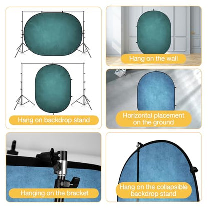 Kate Collapsible Backdrop Pop up Photo Backdrops Foldable Background Portable for Headshot,Portrait Photography,Video,5x6.5ft,Blue/Cyan