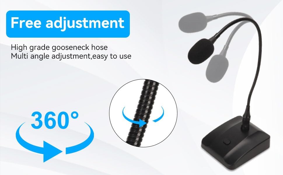 Gooseneck Microphone, 6.35mm Wired Microphone Gooseneck Condenser Microphone Desktop Microphone with Mute Button Computer Mic Podium Microphones Desktop Microphone Computer Mic Podium Microphones
