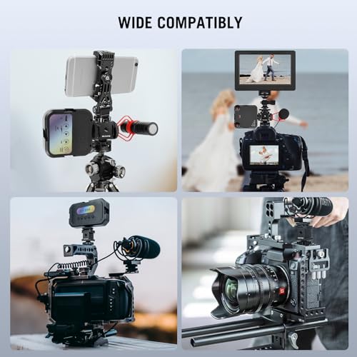 Triple Cold Shoe Mount Cold Shoe Adapter, Aluminum Camera Hot Shoe Extension Bracket with 3 Port Cold Shoe Mounts for Camera Cage Flash LED Light Monitor Microphone (62028)