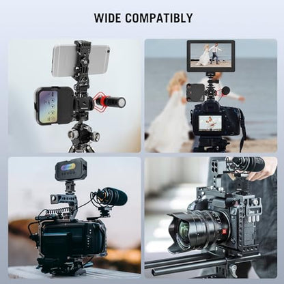 Triple Cold Shoe Mount Cold Shoe Adapter, Aluminum Camera Hot Shoe Extension Bracket with 3 Port Cold Shoe Mounts for Camera Cage Flash LED Light Monitor Microphone (62028)