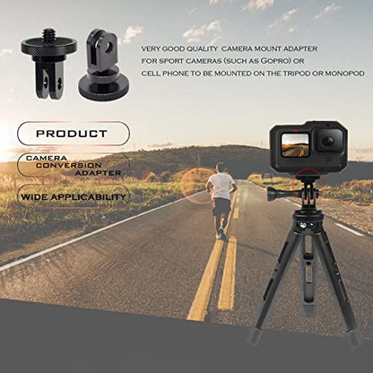 Niewalda Aluminum Camera Tripod Mount Adapter,2pcs ¼-20 Conversion Adapter for Tripod, Suitable for GoPro Hero/Sony/ Insta360 X3/ Sjcam/Action Camera and Other Standard 1/4 inch Accessories - color: black