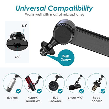 Mic Boom Arm Stand Compatible with Shure SM7B, MV7, Blue Yeti Mic, Fifine microphone, HyperX QuadCast Mic and Most Microphones, Premium Microphone Arm by YOUSHARES - color: Boom Arm for Microphone
