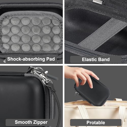 Leayjeen Hard EVA Camera Case Compatible with Canon PowerShot ELPH/IXUS, Kodak Pixpro FZ55/FZ45, Nikon Coolpix, Small Digital Camera, Shockproof Protective Camera Bag with Hand Strap-Black(Case Only) - color: Black