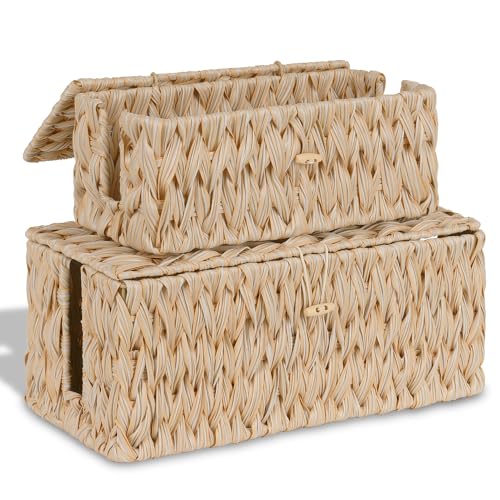 efluky 2 Pack Plastic Floor Cord Covers with Lid, Hand-Woven Cable Management Box, 2 Open Slots Cord Box to to Hide USB Wire, Power Strip & Charger for Home & Office and Dorm, Milky White - color: Milky White