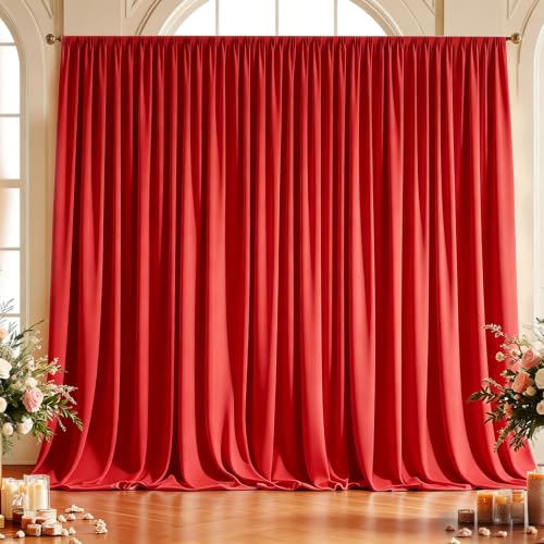 20x10ft Wrinkle Free Red Backdrop Curtain for Parties, Soft Red Christmas Photo Backdrop Curtains, Polyester Photo Backdrop Drapes for Birthday Party Baby Shower Photography Background - color: Red, size: W5' x H10'(4 panels)