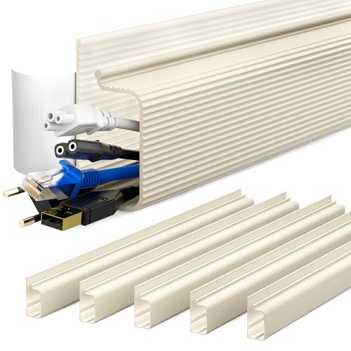 YECAYE 94.2 in Cable Management Under Desk,Easy Install Adhesive Mount Cord Hider,Cord Organizer,Wire Management,Wire Hider for Office Organization,Child & Pet Proof,Beige - color: Beige, size: 94in