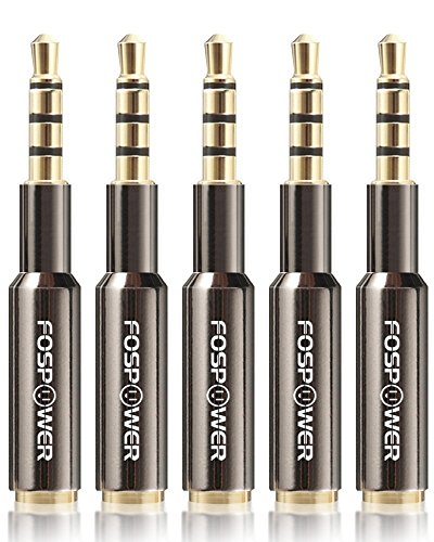 FosPower 3.5mm Male to Female Auxiliary Stereo Audio Headphone Jack AUX Adapter, 4-Conductor TRRS for iPhone, Smartphones, Tablets, Speakers, Microphone & Card Readers (5 Pack) - size: 5 Pack