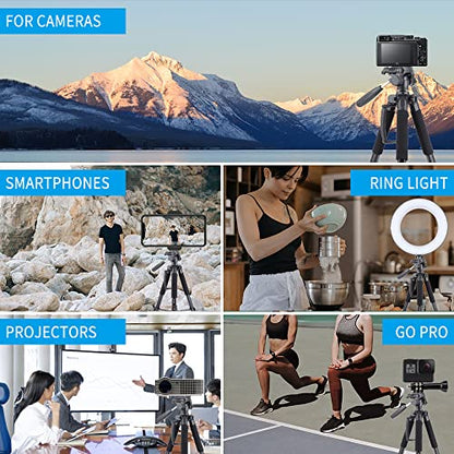 74’’ Camera Tripod,Heavy Duty Camera Stand Tripod,Cell Phone Tripod with Phone Holder, Professional Travel DSLR Tripods Compatible with DSLR Cameras,Cell Phones,Projector,Webcam(Black) - color: Black