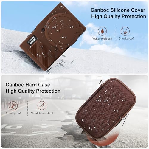 Canboc Case for Panasonic LUMIX ZS99 Point and Shoot Camera, Hard Carrying Case + ZS99/ TZ99 Soft Silicone Protective Cover with Removable Lens Cover, Brown (Case Only) - color: Brown