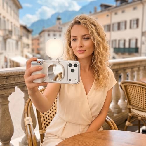 Magnetic Camera Grip for Phone, Stabilizer Grip with Light Bluetooth Remote, Content Creator Filming Kit for Video Recording, Portable Mobile Photography Equipment