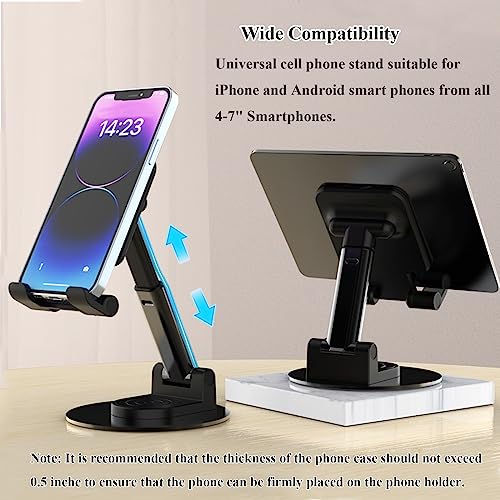 Meetuo Rotatable Cell Phone Stand for Desk, Phone Holder | Height Angle Adjustable, Portable Phone Stand, Compatible for Smartphones iPhone, Desktop