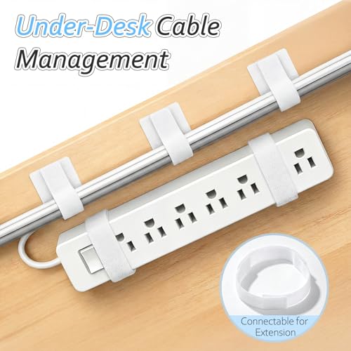 Cable Management Under Desk, Znben Detachable Cable Straps Heavy Duty Hook and Loop Cable Ties Reusable 20 Pack White - color: White