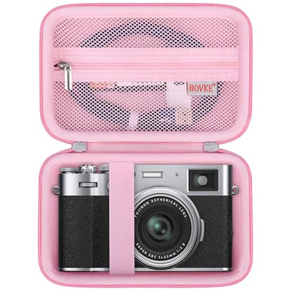 BOVKE Carrying Case for Fujifilm X100VI / X100V / X-E5 Digital Camera, Extra Mesh Pocket for Fuji Camera Accessories Charging Cables, Pink - color: Pink