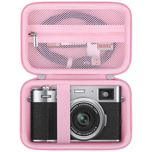 BOVKE Carrying Case for Fujifilm X100VI / X100V / X-E5 Digital Camera, Extra Mesh Pocket for Fuji Camera Accessories Charging Cables, Pink - color: Pink