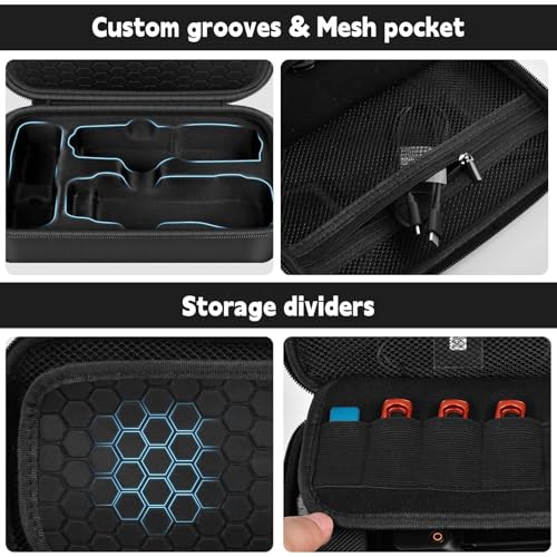 Boobowl Hard Case for DJI Osmo Pocket 3 Creator Combo, Portable Travel Storage Bag Fits Camera with Original Protective Cover, Battery Handle & Mic 2, Shockproof Organizer with Shoulder Strap - Black