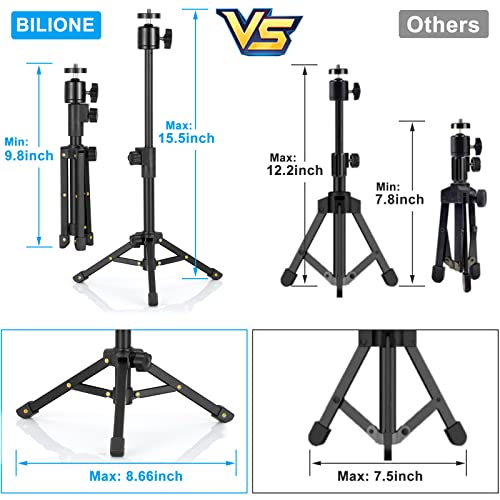 BILIONE Webcam Tripod Stand, for Webcam C920 C922 C930e C920S C920 C615 C960 C920x, Extendable Stand for Desk, Lightweight Mini Webcam Tripod with 1/4" Thread