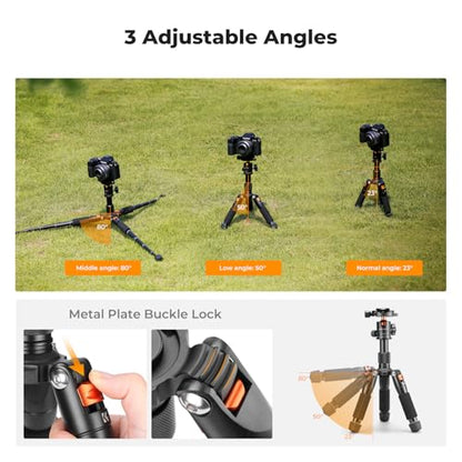 K&F CONCEPT Mini Desktop Tripod, 20.5''/ 52cm Compact Desk Tripod with 360 Degree Ball Head, 1/4 inch Quick Release Plate for Camera Video Camcorder, Load up to 13.22 lbs/6 KG - style: S225A1+BH-25