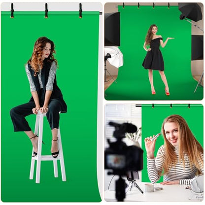 Green Screen Backdrop Kit 6.5x5 ft Portable Chroma Key Background with T-Shaped Stand, 5 Spring Clamps & Carrying Bag – for Zoom, YouTube, TikTok, Gaming, Streaming, Photography (Green)