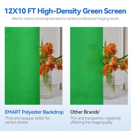 EMART 8.5 x 10ft Green Screen Backdrop Kit with Tripod Stand, Photography Background Support System with 10 x12ft 100% Cotton Muslin Chromakey Backdrop for Photo Studio, Video Shooting, Live Streaming - size: 8.5*10ft Stand/10*12ft Backdrop