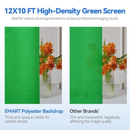 EMART 8.5 x 10ft Green Screen Backdrop Kit with Tripod Stand, Photography Background Support System with 10 x12ft 100% Cotton Muslin Chromakey Backdrop for Photo Studio, Video Shooting, Live Streaming - size: 8.5*10ft Stand/10*12ft Backdrop