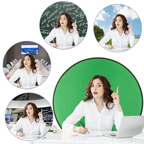 Cosmos 1 Pc Blue Screen Backdrop 43 in / 110 cm Diameter Foldable Portable Photography Background Green Screen Chroma Key Backdrop for Photography Photo Video Studio, Live Streaming, Video Meeting - color: Blue & Green (Double Sides)