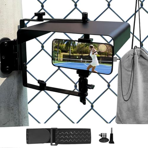 Magnetic Phone Fence Mount with Shade, Fence Phones Holder for iPhone, Phones, Mevo Start and Other Action Cameras, for Recording Baseball, Softball and Tennis Games (Black) - style: Magnetic Fence Mount