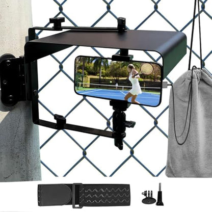 Magnetic Phone Fence Mount with Shade, Fence Phones Holder for iPhone, Phones, Mevo Start and Other Action Cameras, for Recording Baseball, Softball and Tennis Games (Black) - style: Magnetic Fence Mount