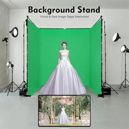 7.87ft x 13.12ft Green Screen Backdrop with Stand, 4-Panel Collapsible Portable Photo Background Screen with Carry Bag for Studio Photography, Live Streaming, Video Shooting, Gaming (Green) - color: Green