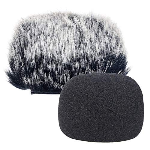 SUNMON Windscreen Deadcat and Foam Cover for DR-05X DR-05 Mic Recorders, Indoor Outdoor Microphone Wind Muff - color: furry&foam