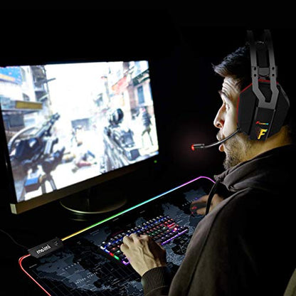 Extended RGB Gaming Mouse Pad, Extra Large Gaming Mouse Mat for Gamer, Waterproof Office Desktop Mat with 10 Lighting Mode, for PC Computer RGB Keyboard Mouse - 31.5'' x 15" x 4mm(Map)