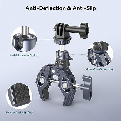 SMALLRIG Camera Mount Clamp, Gopro Motorcycle and Bike Handlebar Mount Kit, Super Clamp for DSLR, Action Camera, Gopro, Insta360, LED Light, Monitor, Max Load 3.5KG