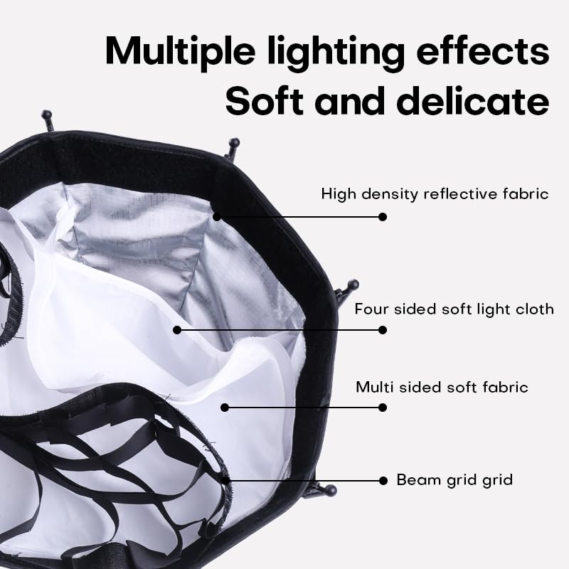 M60 Handle LED Video Light with Soft Box Protable Mini COB LED Bi-Color 2500-8500K CRI≥95 TLCI≥97 Built-in 3400mAh Battery Photo Studio Lights Vlog Shoot Fill Lighting 8 Scenes (M60 with Soft Box)