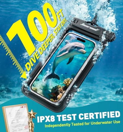 Hiearcool Universal Waterproof Case, Waterproof Phone Pouch Compatible for iPhone 17 16 15 14 13 Pro Max XS Plus Samsung Galaxy S22 Cellphone Up to 8.9", IPX8 Cellphone Beach Bag for Travel - 2 Pack - color: Black & Blue