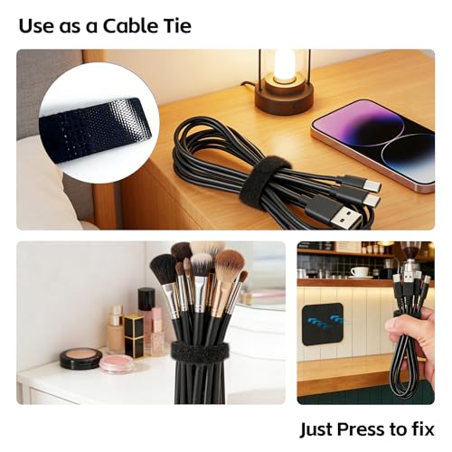 20 Pack Under Desk Cable Management Clips, Adjustable Hook-and-Loop Wire Holders for Home Office PC Gaming Setup