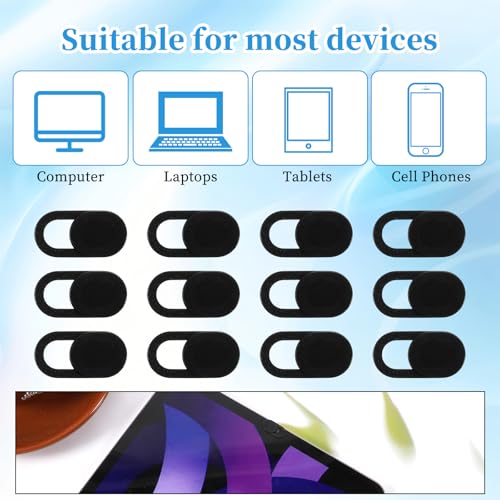 25 Pcs Webcam Cover Slide, 0.023 Inch Ultra-Thin Universal Laptop Phone Camera Cover for Laptop, Computer, Phone Privacy Protection and Security Black