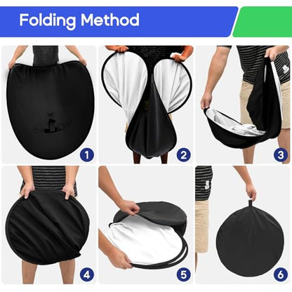 Black White Screen Chair Backdrop, 56inch Collapsible 2-in-1 Black Screen and White Screen Portable Pop Up Background for Video Chats, Webcam, Photography, Photo Zoom, Streaming Games - color: Black/White