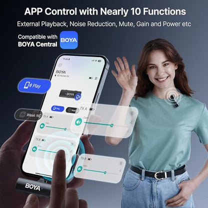 BOYA BOYALINK 2 A1 (1TX+3RX Adapter) Wireless Lavalier Microphone for iPhone Camera Android, Clip on Mic, 48 KHz 24 Bit, 1000ft, Noise Cancelling, Mini Lapel Mic USB-C/Lightning/3.5mm TRS