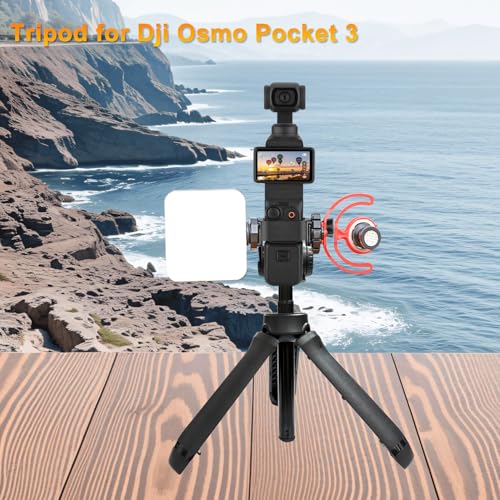 Osmo Pocket 3 Tripod, Extendable Mini Tripod Stand Desk Table and Selfie Stick Tripods for Camera, Portable Lightweight Stand for DJI Osmo Pocket 3 2 Action 5 4, GoPro Hero 13 12 11 10 9 8 and More