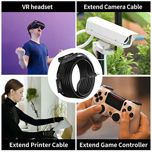 75FT USB 3.0 Active Extension Cable, Long USB Extension Cord A-Male to A-Female, With High-Speed Data Signal Amplifier, Compatible With Quest 3.VR,Rift.360 Kinect. Xbox,Webcam.PS4 HD Camera or More - size: 75FT Active