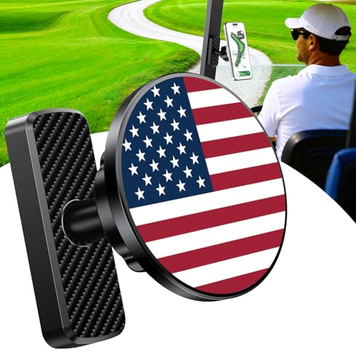 Magnetic Golf Cart Phone Holder, Golf Accessories Gifts for Men Dad Husband Unique, 360° Rotation US Flag Phone Mount for Golf Cart, Birthday Golf Gifts for Men Him Boyfriend, 2026 Golfers Must Haves - color: A-US Flag