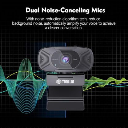 TOALLIN 1080P Full HD Webcam with Dual Microphones, Computer Web Camera, 90° Wide Angle View Without Distortion, USB Plug and Play Webcam for Video Conferencing/Online Calling/Live Streaming - style: 1080P Webcam