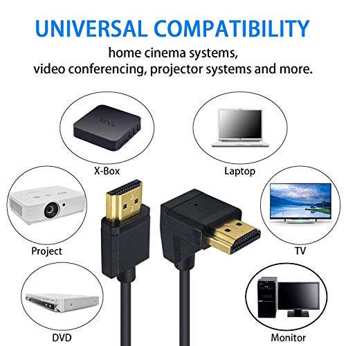 Duttek Down Angle Coiled HDMI Cable 4FT/1.2M, Extreme Thin 90 Degree HDMI Male to Male Coiled Cable for 3D and 4K@60hz Ultra HD TV Stick for PS5, Blu-ray, Roku TV, Xbox Series X/S - size: Down Angled Male to Male 4FT/1.2M