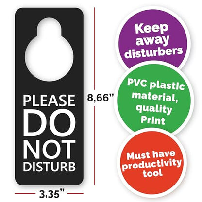 Do Not Disturb Sign, 2 Pack (Black & Red Double Sided) Please Do Not Disturb on Both Sides, Do Not Disturb Door Sign for Office, Home, Clinic, Dorm, Online Class, Meeting Session and More.
