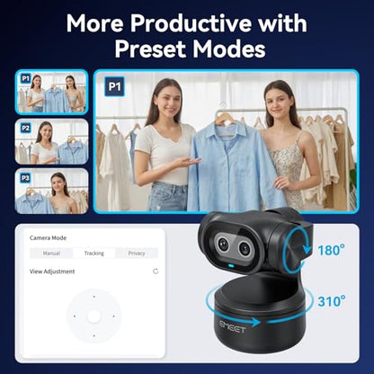 EMEET PIXY Dual-Camera AI-Powered PTZ Camera 2K, AI Tracking, PDAF&AI Autofocus 0.2s, 1/2.55'' Sony Sensor, 3 Mics, Presets, Gesture Control, 2K Webcam for Streaming and OBS/Twitch/Switch 2 Compatible - style: PIXY Dual-Camera AI PTZ 2K